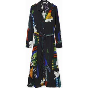 Desigual blousejurk met all over print en ceintuur zwart