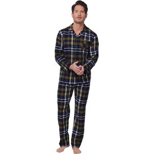 Pastunette - Pyjama - Adventure - Groen Geruit - Katoen - Flanel - Doorknoop - Maat XXL