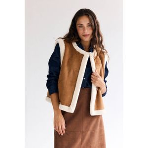LOLALIZA suede gilet camel