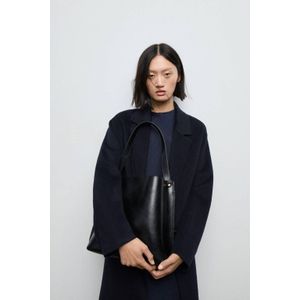 Mango wollen manteljas marineblauw