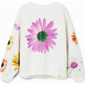 Desigual gebloemde trui wit/geel/roze