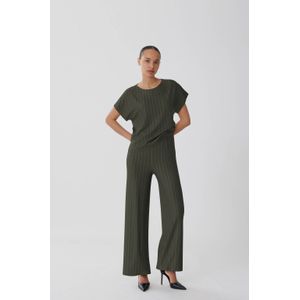 VILA regular high waist casual broek donkergroen