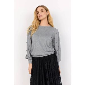 Soyaconcept gebreide trui grijs met parels
