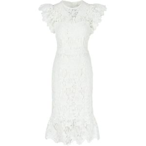 LOLALIZA - Romy Monteiro - Kanten Jurk - Wit - Midi Lengte