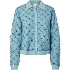 Y.A.S gebreid vest blauw met pailletten
