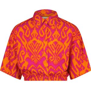 Raizzed blouse Mona met all over print fuchsia/oranje
