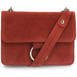 Manfield suède crossbody tas roodbruin