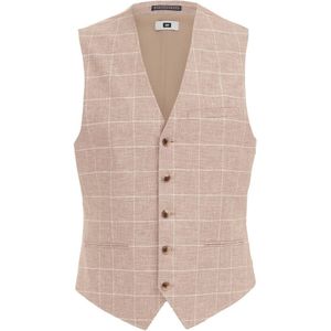 WE Fashion geruit gilet dark taupe