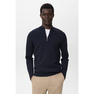 Mango Man trui fijn gebreid donkerblauw