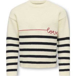 Only - KMGKATIA - Gebreide Trui - Crème / Donkerrood / Zwart