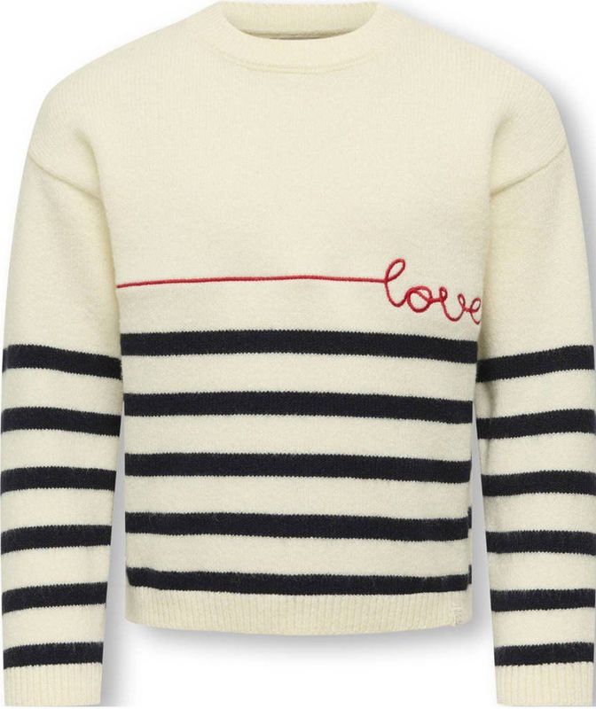 Only - KMGKATIA - Gebreide Trui - Crème / Donkerrood / Zwart