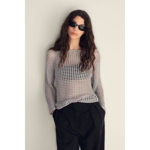 MANGO - Netto - Trui - Zilver - Licht Transparant