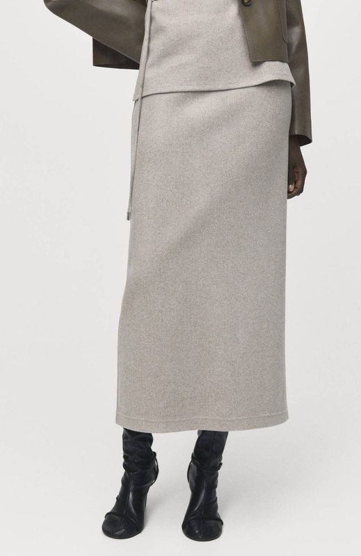 Mango midi rok beige