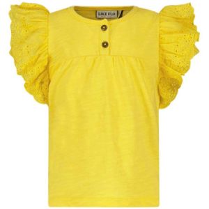 Like Flo T-shirt met ruches met broderie geel