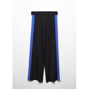 Mango high waist straight fit broek met zijstreep zwart/blauw/wit