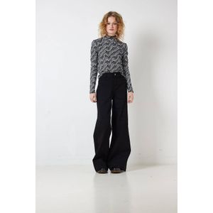 NOISY MAY Cropped Top NMDESTINY met All Over Print Zwart/Wit