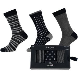 Apollo giftbox sokken met all-over-print - set van 3 donkerblauw