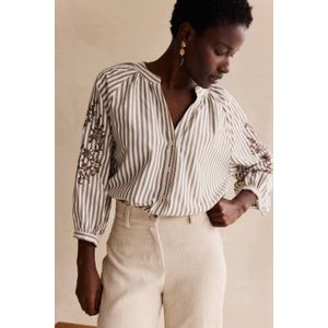 LOLALIZA gestreepte blouse ecru met pailletten