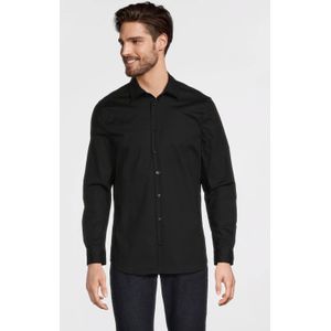 Anytime slim fit poplin overhemd zwart