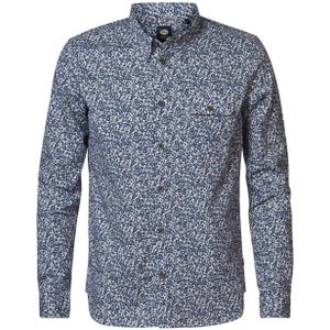 Petrol Industries gebloemd slim fit overhemd petrol blue