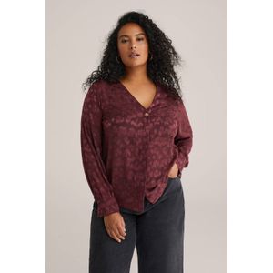 WE Fashion - Blouse - V-hals - Curve - Met Structuur - All-over Vlekjesprint
