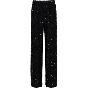 &Co Woman straight high waist broek zwart met pailletten