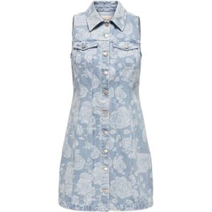 ONLY spijkerjurk ONLZINDY met all over print light blue denim