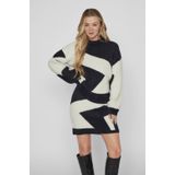 Vila Trui Vigrace L/s High Neck Knit Pullover 14096121 Black/birch Graphic Dames Maat - S