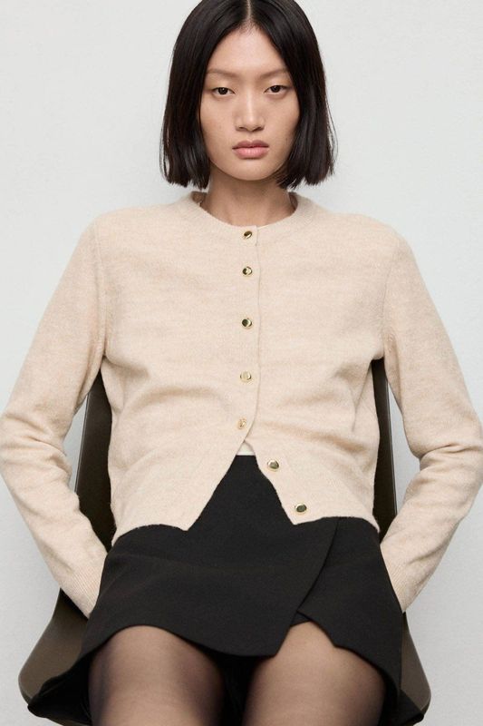 MANGO - Gebreid vest - Lichtbeige - Eliote