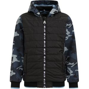 WE Fashion softshell jas met camouflageprint zwart/grijs/blauw