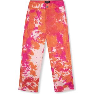 Refined Department tie-dye high waist straight jeans Hannah fuchsia/oranje/lichtroze