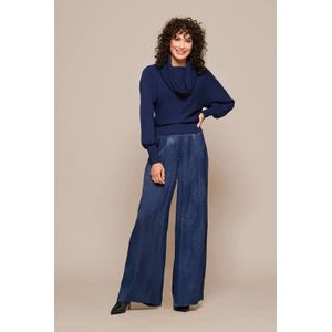 Mart Visser wide leg high waist pantalon marineblauw