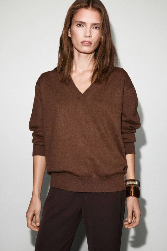 Mango pullover bruin