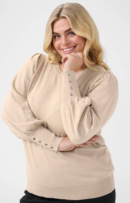 KAFFE - CURVE - Trui - Beige gemêleerd