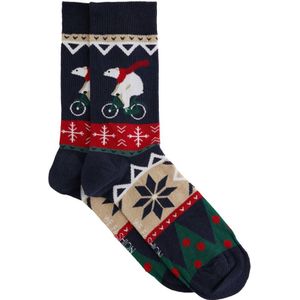 WE Fashion sokken met all over print donkerblauw