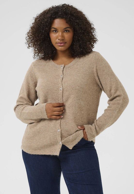 KAFFE - CURVE - Gebreid Vest - Bruin Gemêleerd