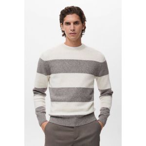 Mango Man gestreepte trui gebreid beige
