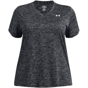 Under Armour Plus Size T-shirt Tech Twist V-Neck grijs melange