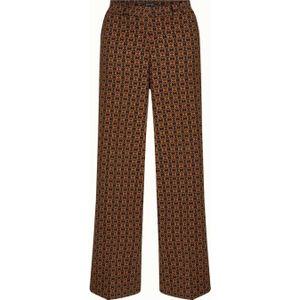 King Louie wide leg broek Federica Pants Ripley met grafische print geel/ groen