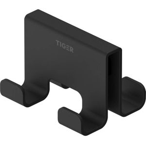 Tiger Caddy - Handdoekhaak voor douchecabine - Glaspaneel dikte 6-8 mm - 3,5 x 7 x 5 cm - dubbel - Zwart