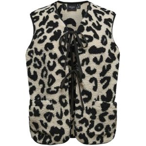VERO MODA CURVE teddy gilet met panterprint beige