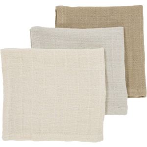 Meyco pre-washed hydrofiel monddoekje - set van 3 - soft sand/greige/taupe