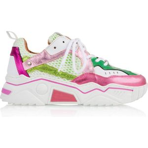 DWRS Pluto chunky leren sneakers wit/roze/groen