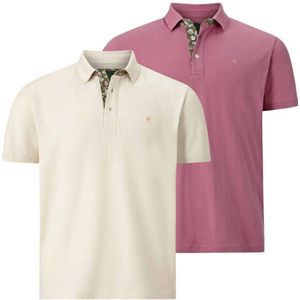 Charles Colby +FIT Collectie oversized polo (set van 2) EARL LACHLAN Plus Size met logo wit/ rood