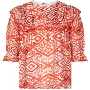 AI&KO top Greta Aztec met all over print en ruches rood