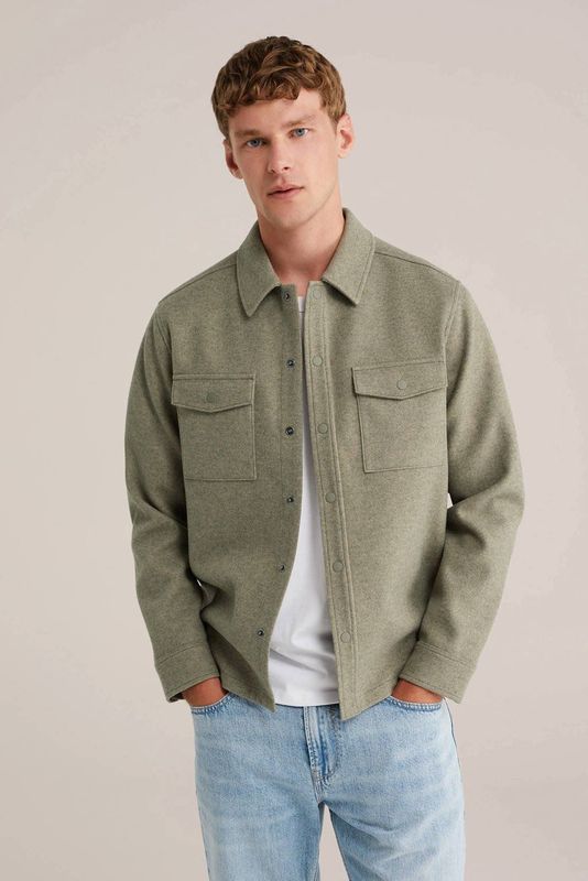 WE Fashion - Heren Overshirt - Pastelgroen - Regular Fit