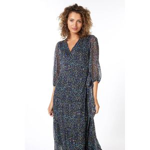 Esqualo semi-transparante jurk met all over print en ceintuur blauw/paars