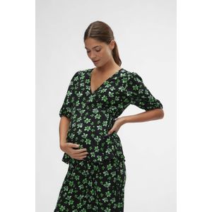 MAMALICIOUS gebloemde zwangerschaps- en voedingstop MLELLINOR TESS zwart/groen