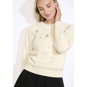 LOLALIZA gebreide trui ecru met parels