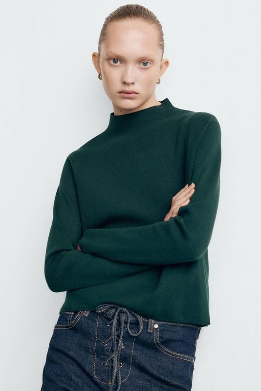 Mango gebreide trui donkergroen